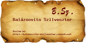 Balázsovits Szilveszter névjegykártya