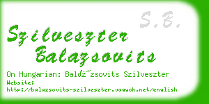 szilveszter balazsovits business card